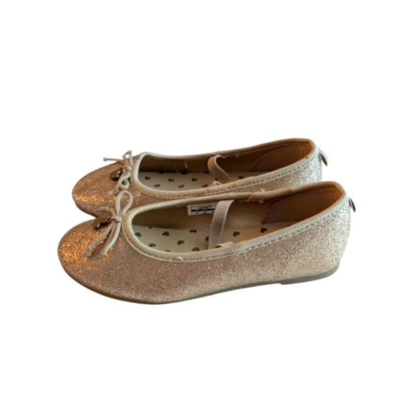 NWOT Carter's Girls Shoes Sparkly Gold Ballet Flats Size 12 - Picture 1 of 8